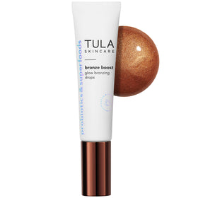 TULA front packaging showing bronzing drops bottle and label benefits