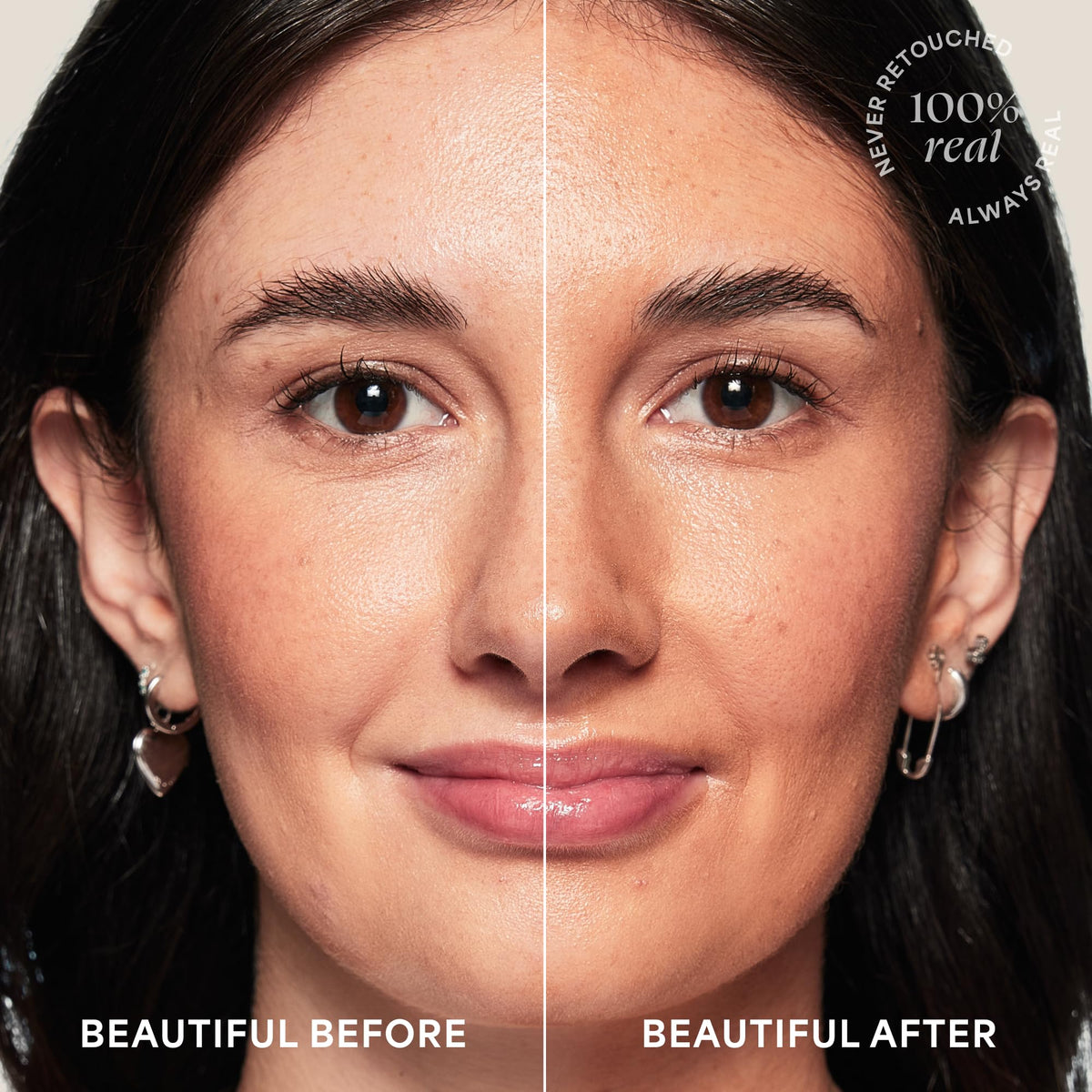TULA lifestyle shot in bathroom routine showing hydrated bronzed skin