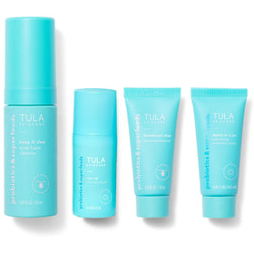 TULA front packaging showing the full clear skin starters kit and benefits
