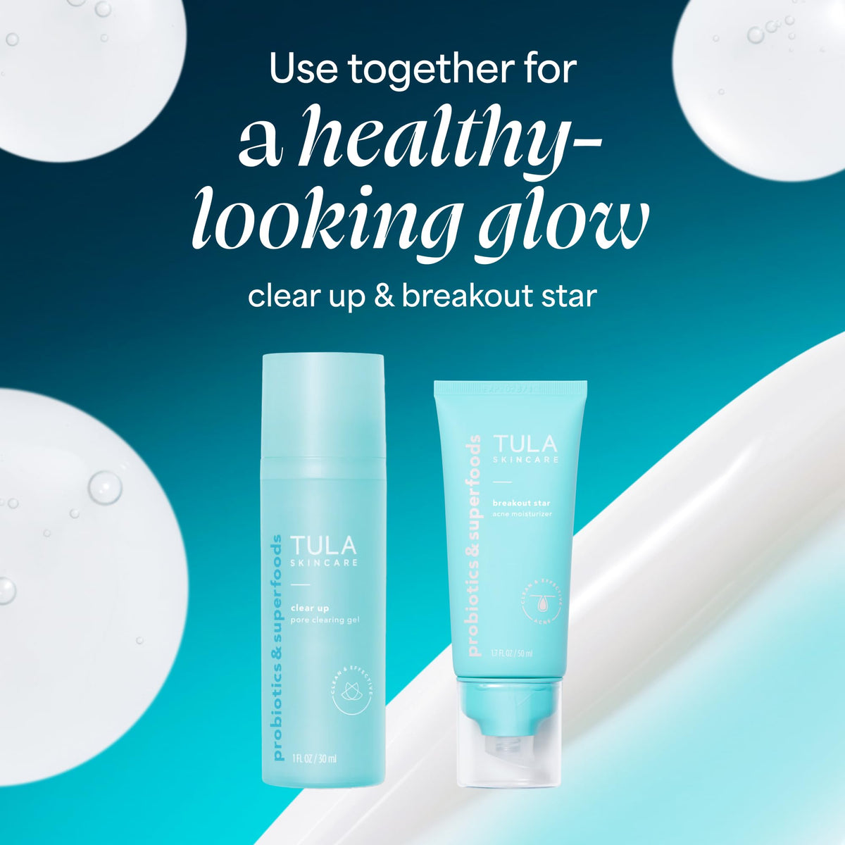 TULA Clear Up on bathroom shelf in lifestyle scene suggesting everyday skincare use