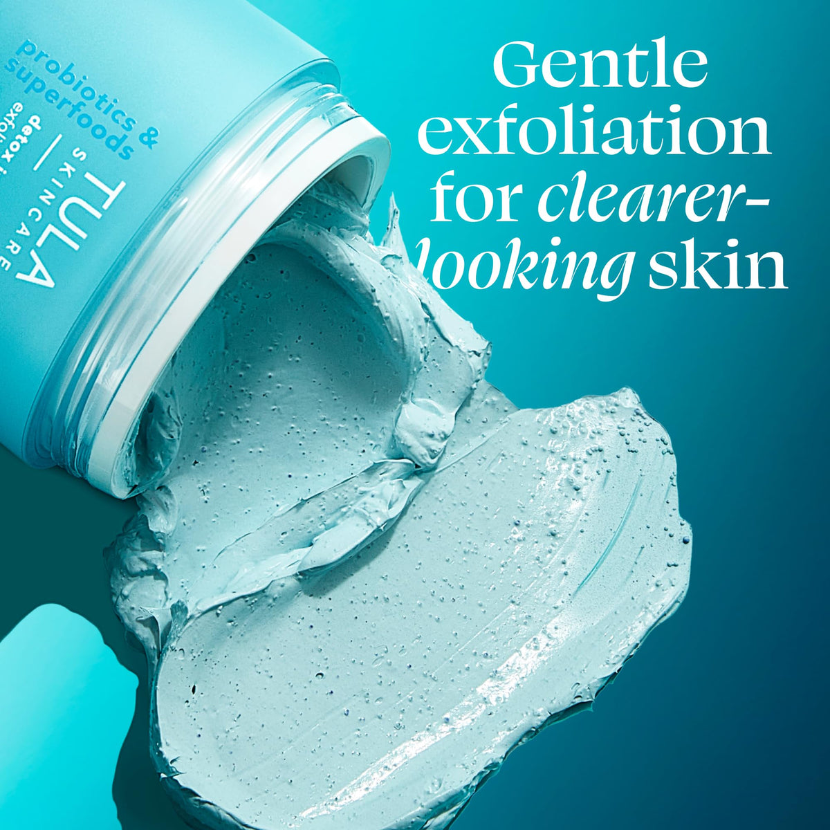 TULA close-up of volcanic sand exfoliant particles highlighting effective buffing