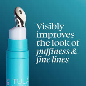 TULA serum texture on fingertip, lightweight formula absorbs quickly
