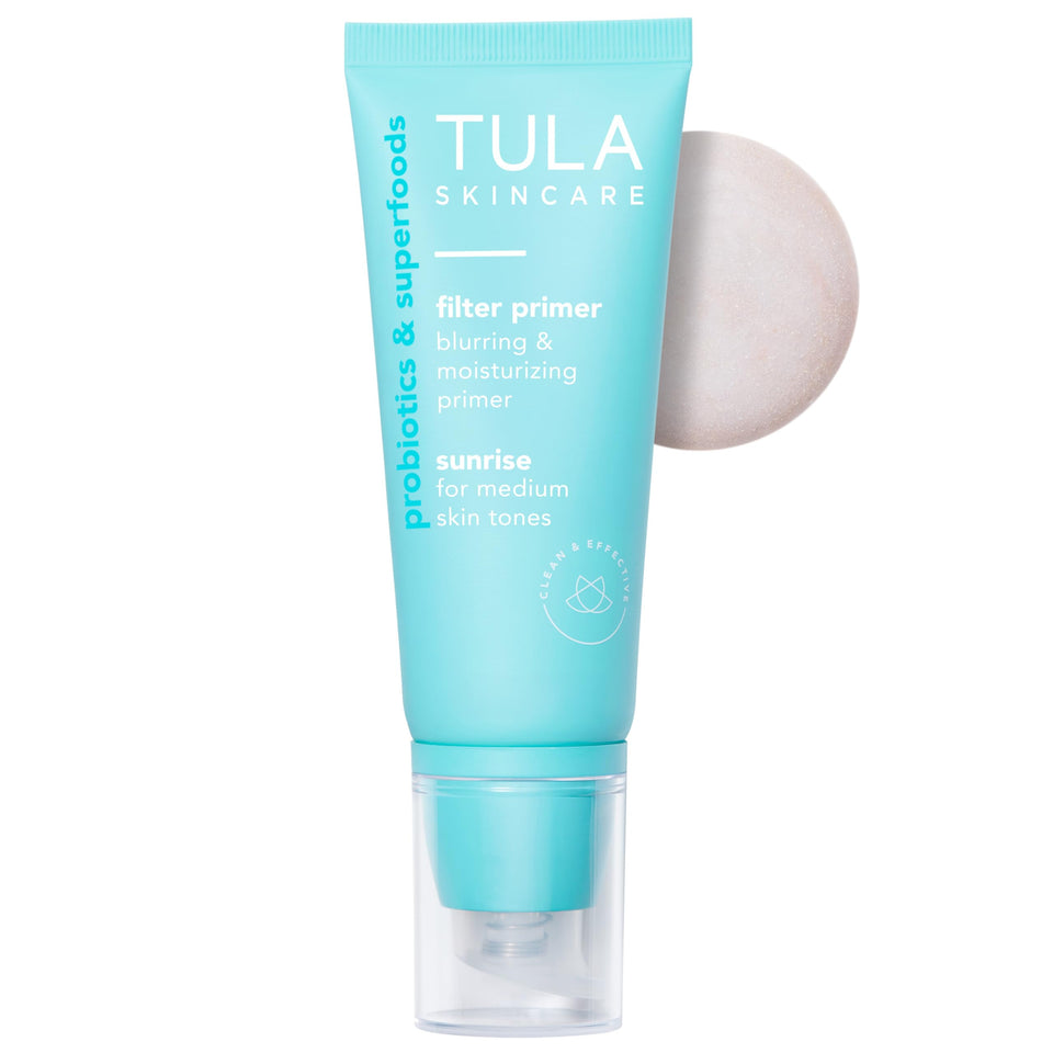 TULA Face Filter front view showing tube and warm glow benefit