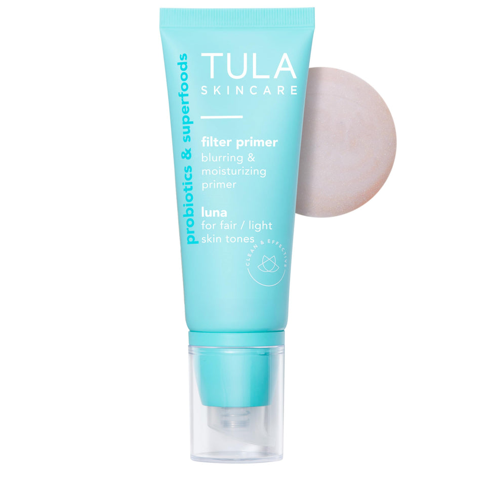 TULA front packaging showing primer bottle and brand clarity benefit