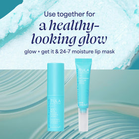 TULA lip mask label close-up revealing ingredient highlights and usage tips