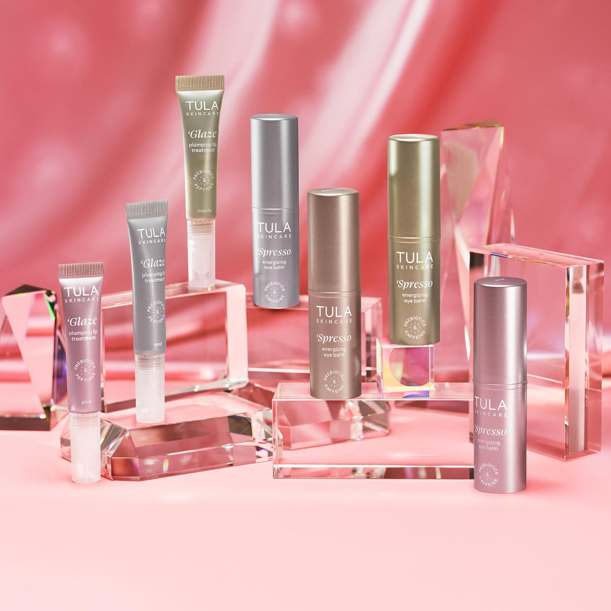 TULA Maple Glaze plumping lip treatment tube detail showing glossy finish benefit
