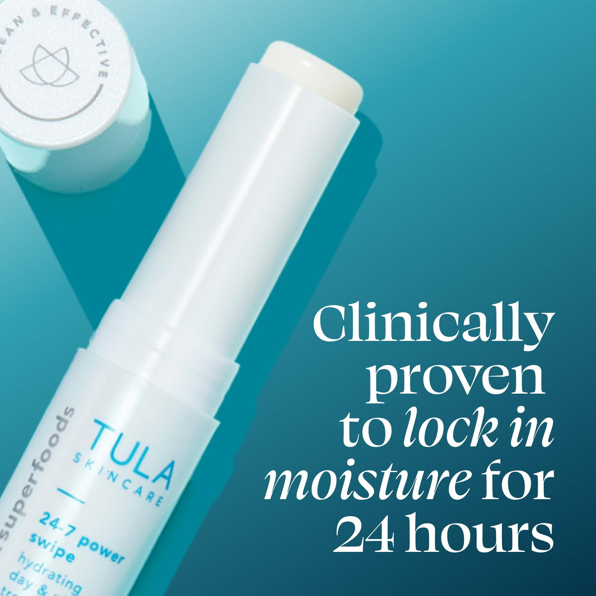 TULA eye balm in hand illustrating portable 0.23oz size benefit