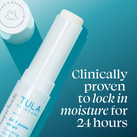 TULA eye balm in hand illustrating portable 0.23oz size benefit