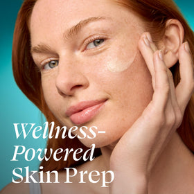 TULA primer dispensed on hand, demonstrates moisturizing, easy-blend benefit