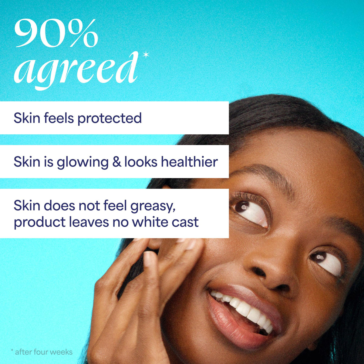 TULA sunscreen worn under makeup showing compatibility and natural finish