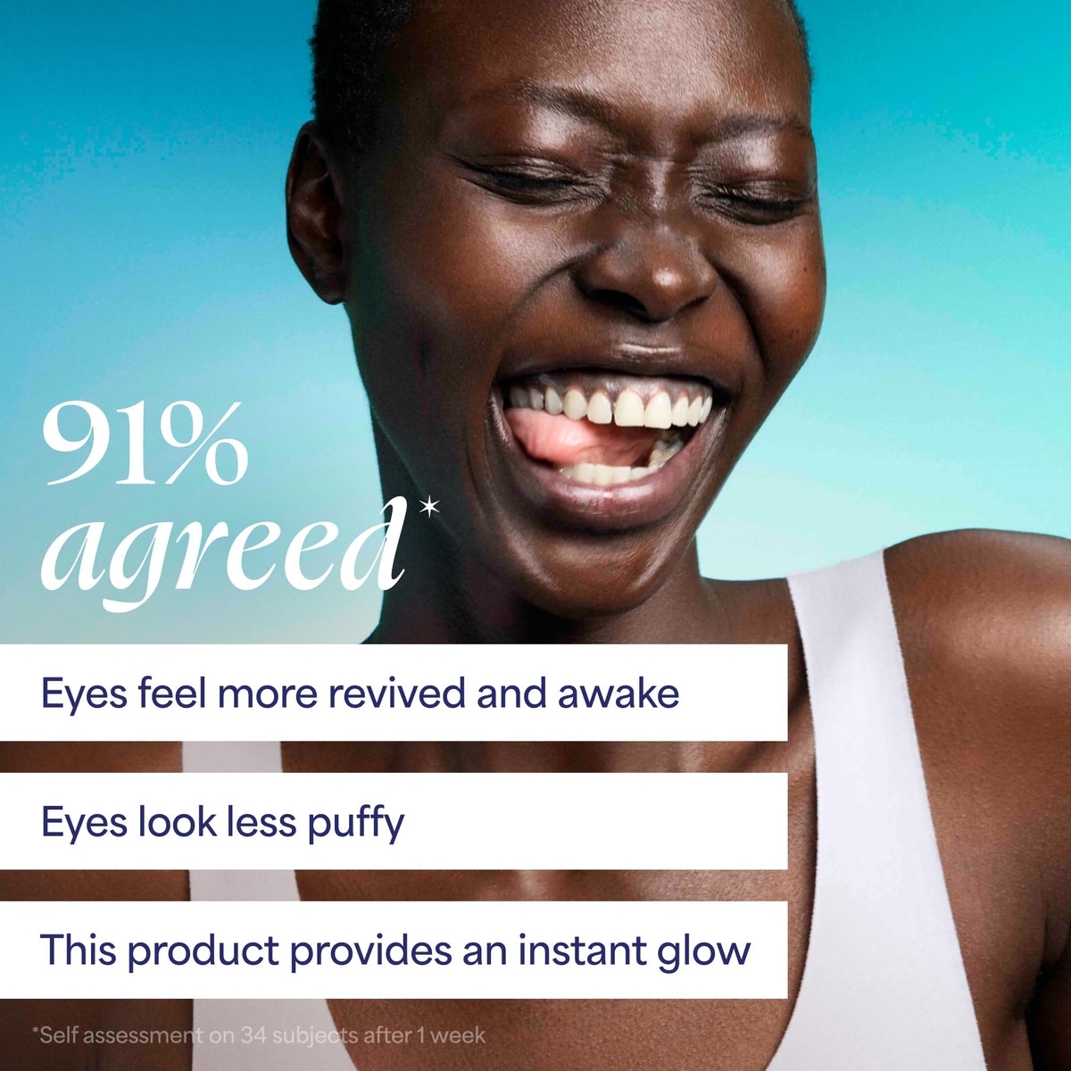 TULA Spresso eye balm being applied under eye demonstrating cooling effect and instant refresh