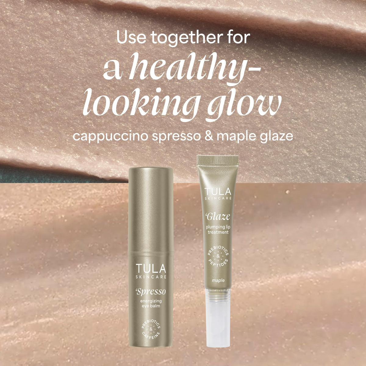 TULA Spresso eye balm inside a handbag showing on-the-go convenience and midday boost