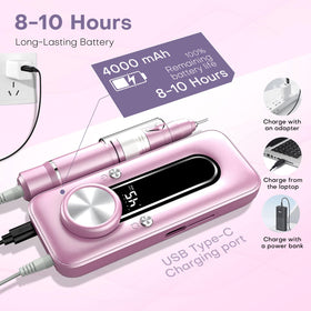 TUOBEO bits and 56 sanding bands laid out for versatile manicure and removal work