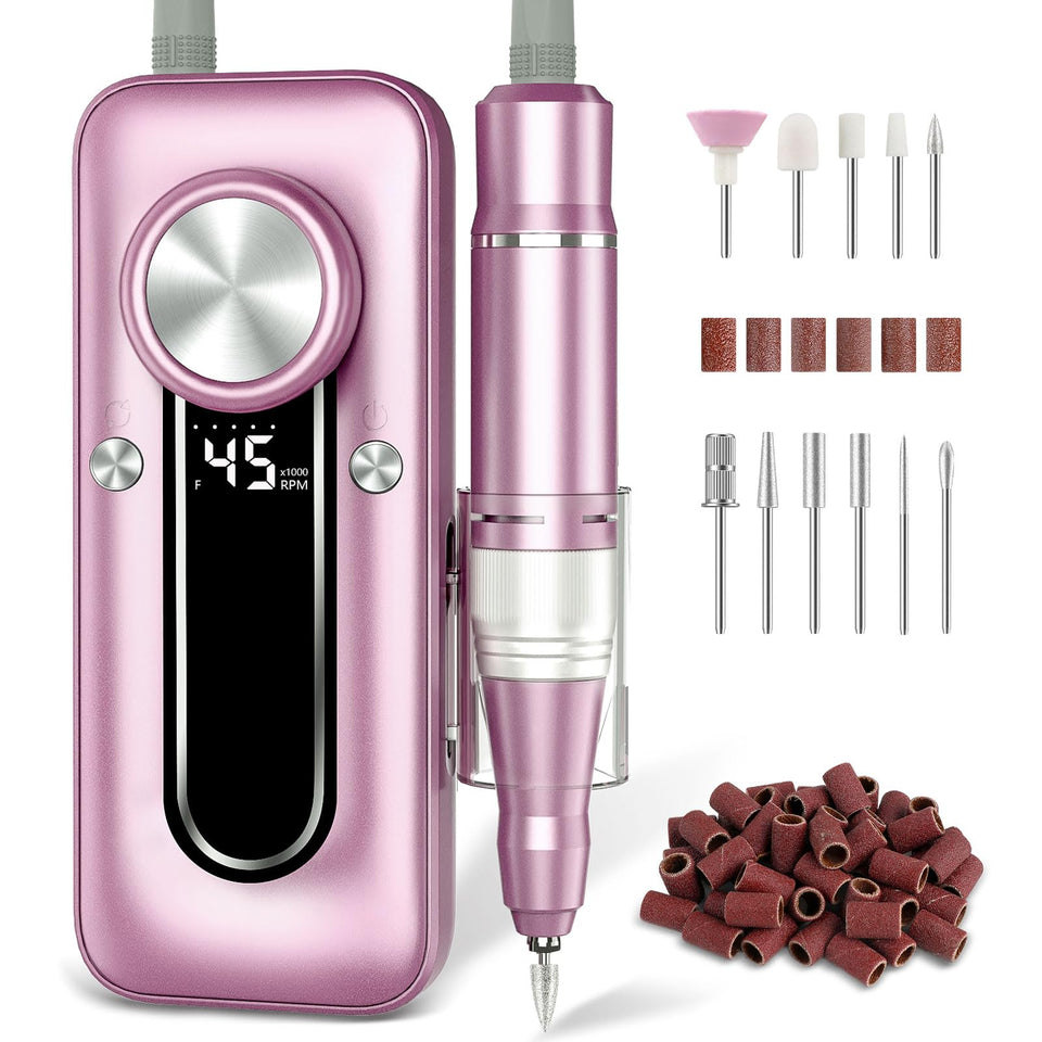 TUOBEO front view of cordless nail drill showing compact design and portability