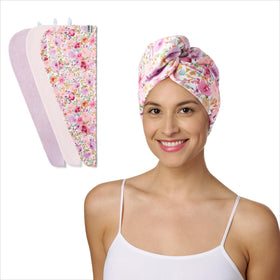 Turbie Twist front packaging floral pattern showing set benefits