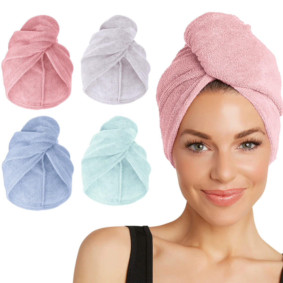 Turbie Twist front packaging showing four colorful hair wraps and convenience