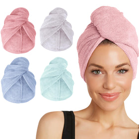 Turbie Twist front packaging showing four colorful hair wraps and convenience
