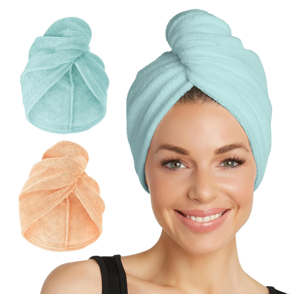Turbie Twist front packaging showing the Bermuda and Peach pair for easy gifting
