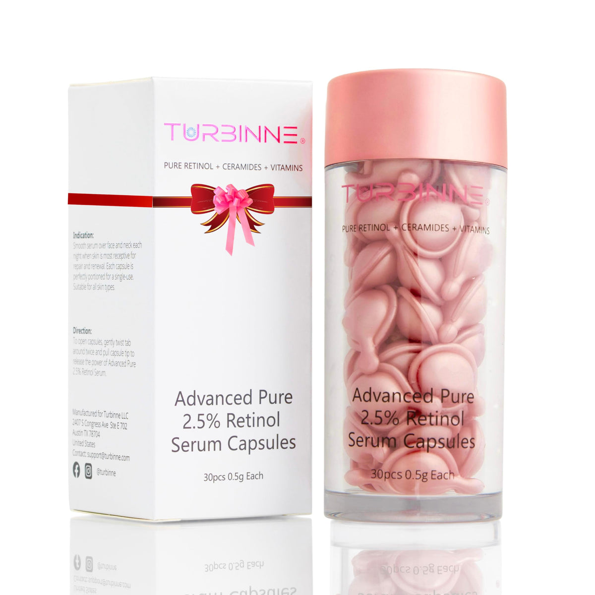 TURBINNE front packaging showing 30 capsules and benefits