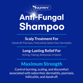 Tuymec being massaged into scalp showing application for reduced itching and improved comfort