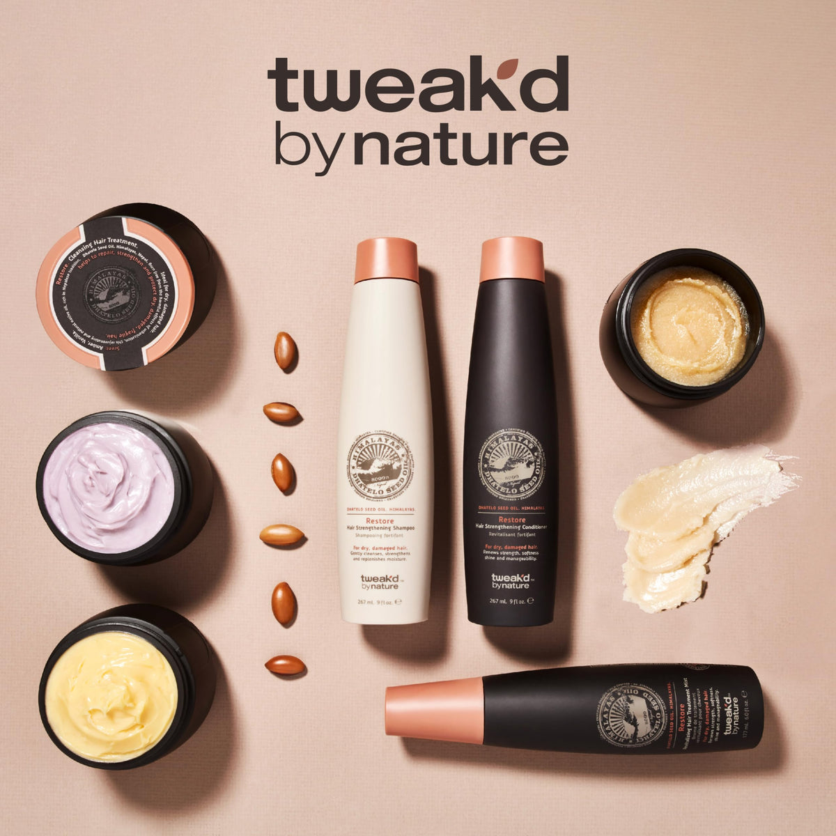 Tweak'd by Nature jar on bathroom shelf conveying everyday use benefits