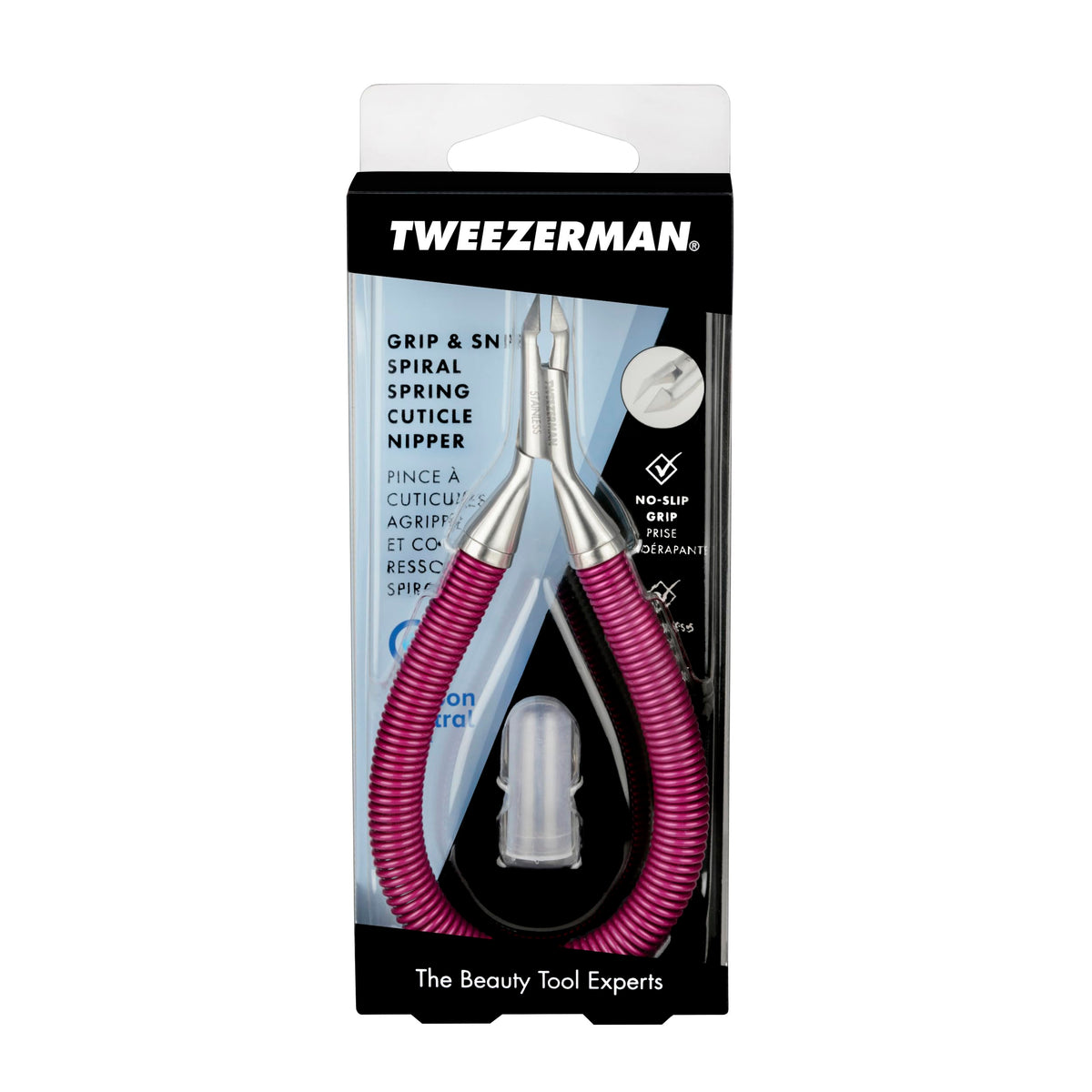 Tweezerman cutting tip closeup showing ultra-sharp blades for precise trimming benefit