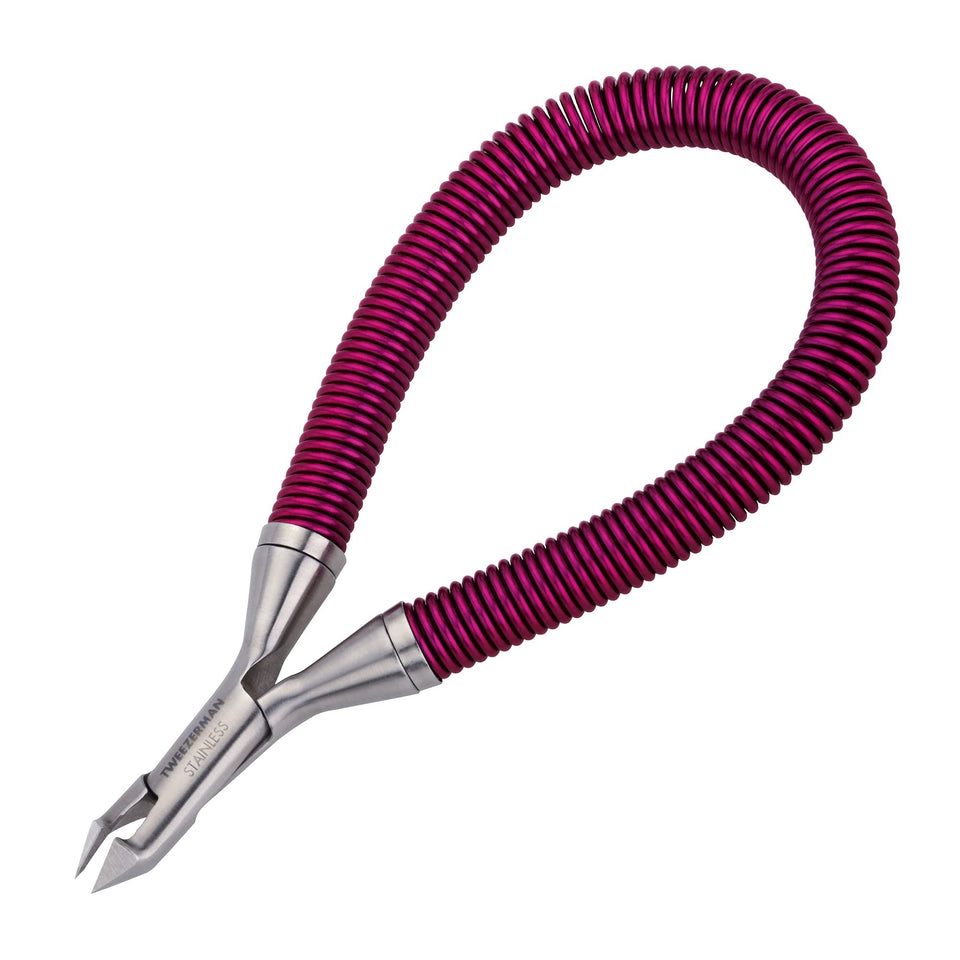 Tweezerman front packaging showing nipper and colorful loop handle for easy grip benefit