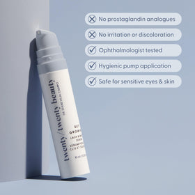 twenty/twenty beauty application on lashline demonstrating gentle nightly use benefit