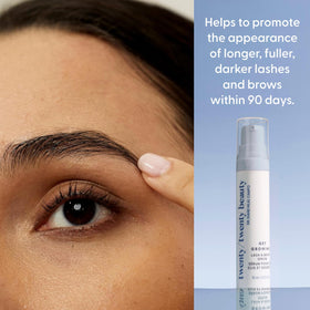 twenty/twenty beauty brow application closeup showing smoothing and conditioning benefit