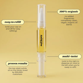 Twinkled T cuticle oil pen close-up being applied to cuticle, demonstrates precise mess-free hydration