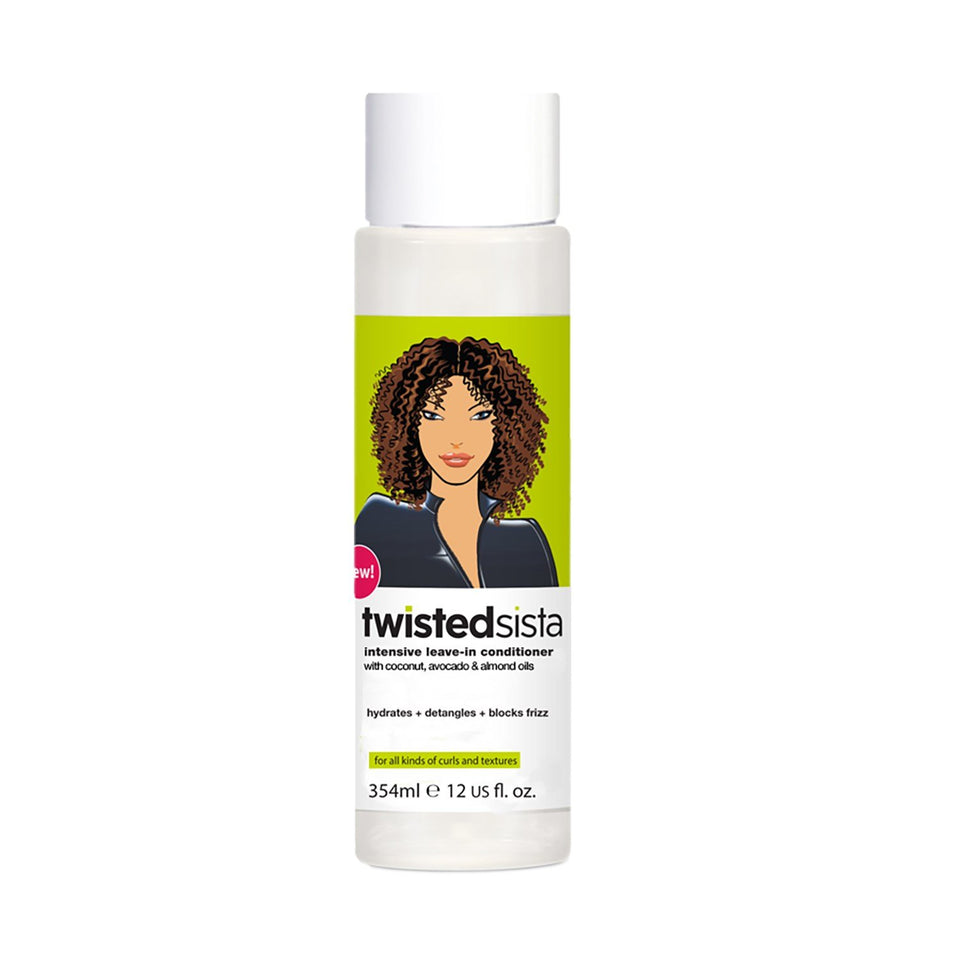 Twisted Sista front packaging showing bottle and coconut avocado benefits
