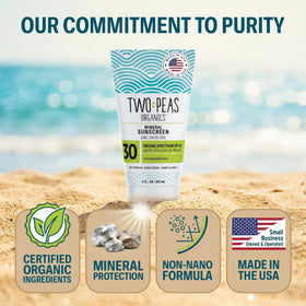 Two Peas Organics back label highlighting ingredients and safety