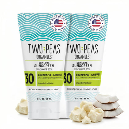 Two Peas Organics front packaging showing twin 3 oz tubes and benefits