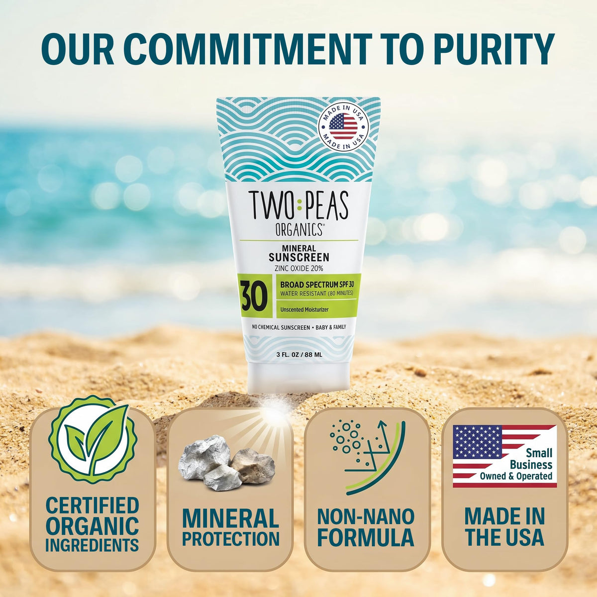 Two Peas Organics close-up of lotion texture for smooth, even application