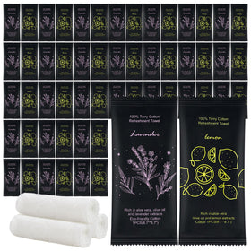 twoworld front packaging showing 100 individually wrapped towels and scents