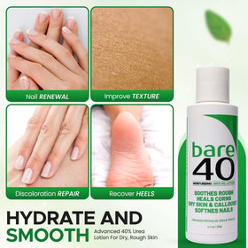 TXLSC BARE 40 ingredient label with urea, tea tree and aloe details for transparent formulation benefits