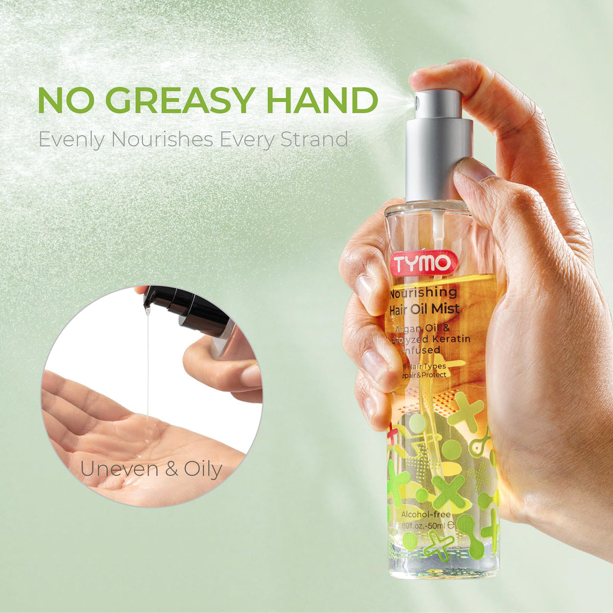 TYMO oil texture drop highlighting lightweight absorbency