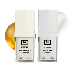 U Beauty duo front packaging showing both 0.5 fl oz bottles and benefits
