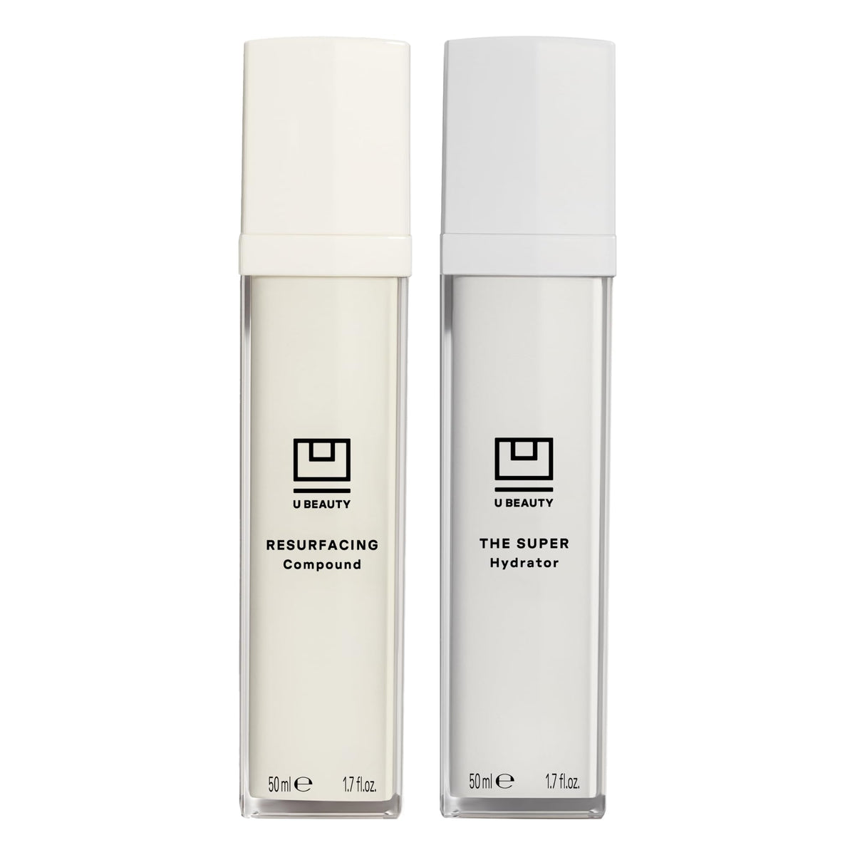 U Beauty duo front packaging showing both bottles and benefits