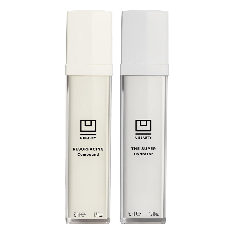 U Beauty duo front packaging showing both bottles and benefits
