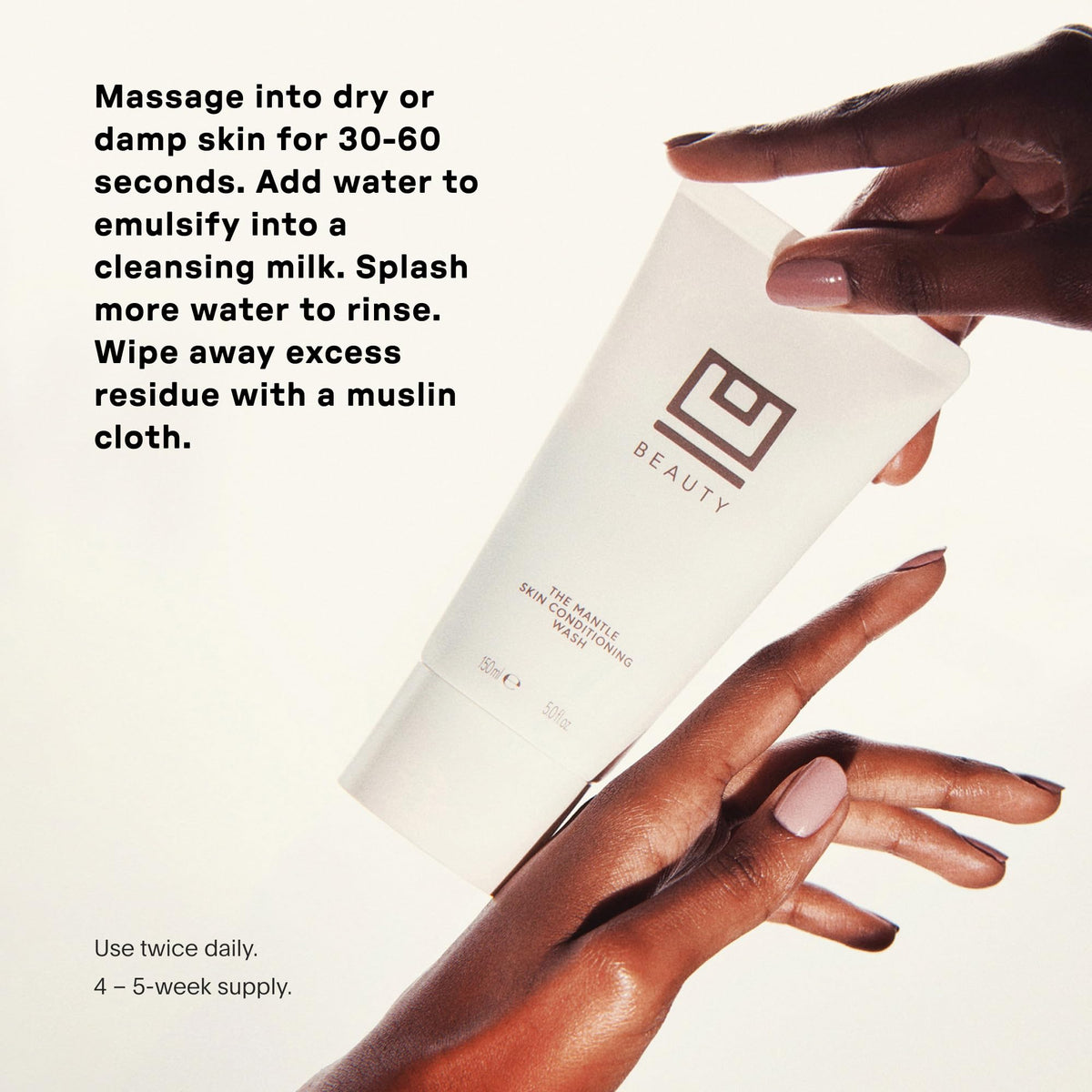 U Beauty bottle on bathroom counter showing daily routine compatibility