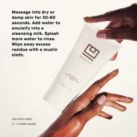 U Beauty bottle on bathroom counter showing daily routine compatibility