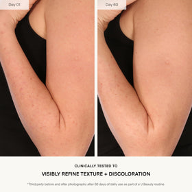 U Beauty texture closeup showing lightweight serum and quick absorption