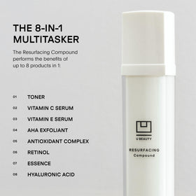 U Beauty dispensing serum from pump illustrating easy controlled application benefit