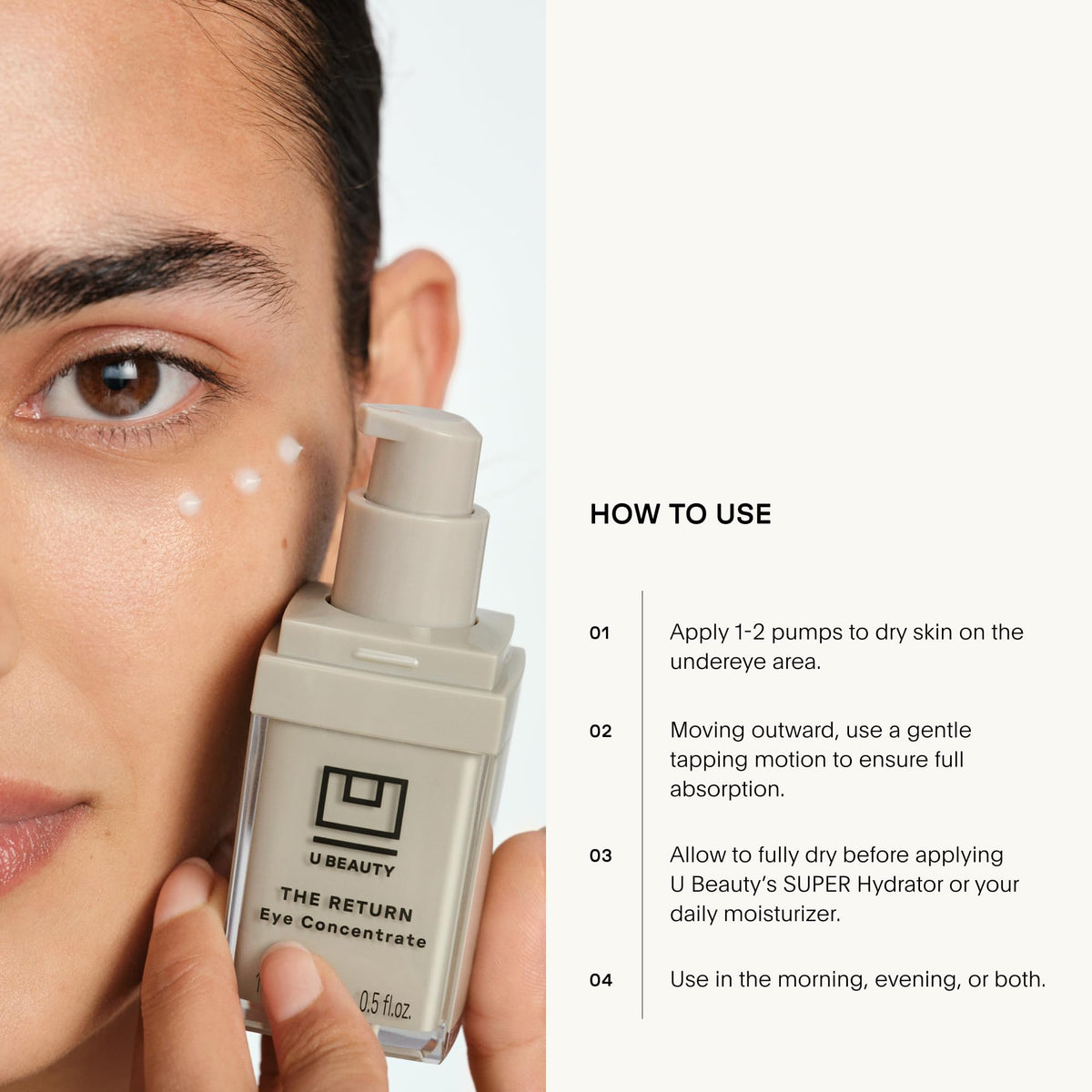 U Beauty product label and ingredients list highlighting peptides and ceramides