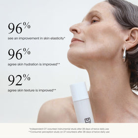 U Beauty applied to décolleté showing smoother, firmer-looking skin benefit