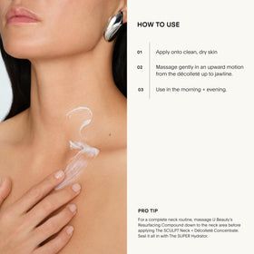 U Beauty bottle in hand showing product size and travel-friendly benefit