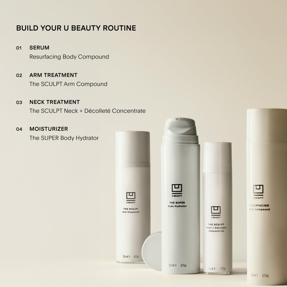 U Beauty on bathroom shelf styled lifestyle shot conveying daily routine ease