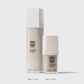U Beauty jar next to travel items showing size and portability benefit