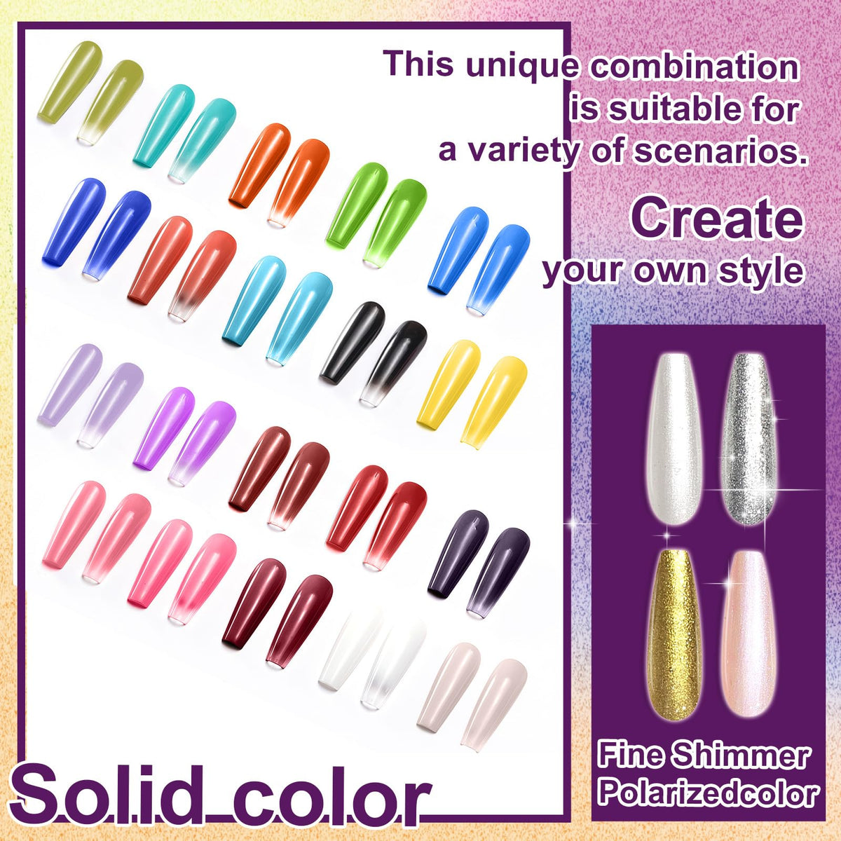 U-Shinein color swatches array displaying vibrant shades for gradient blending benefits